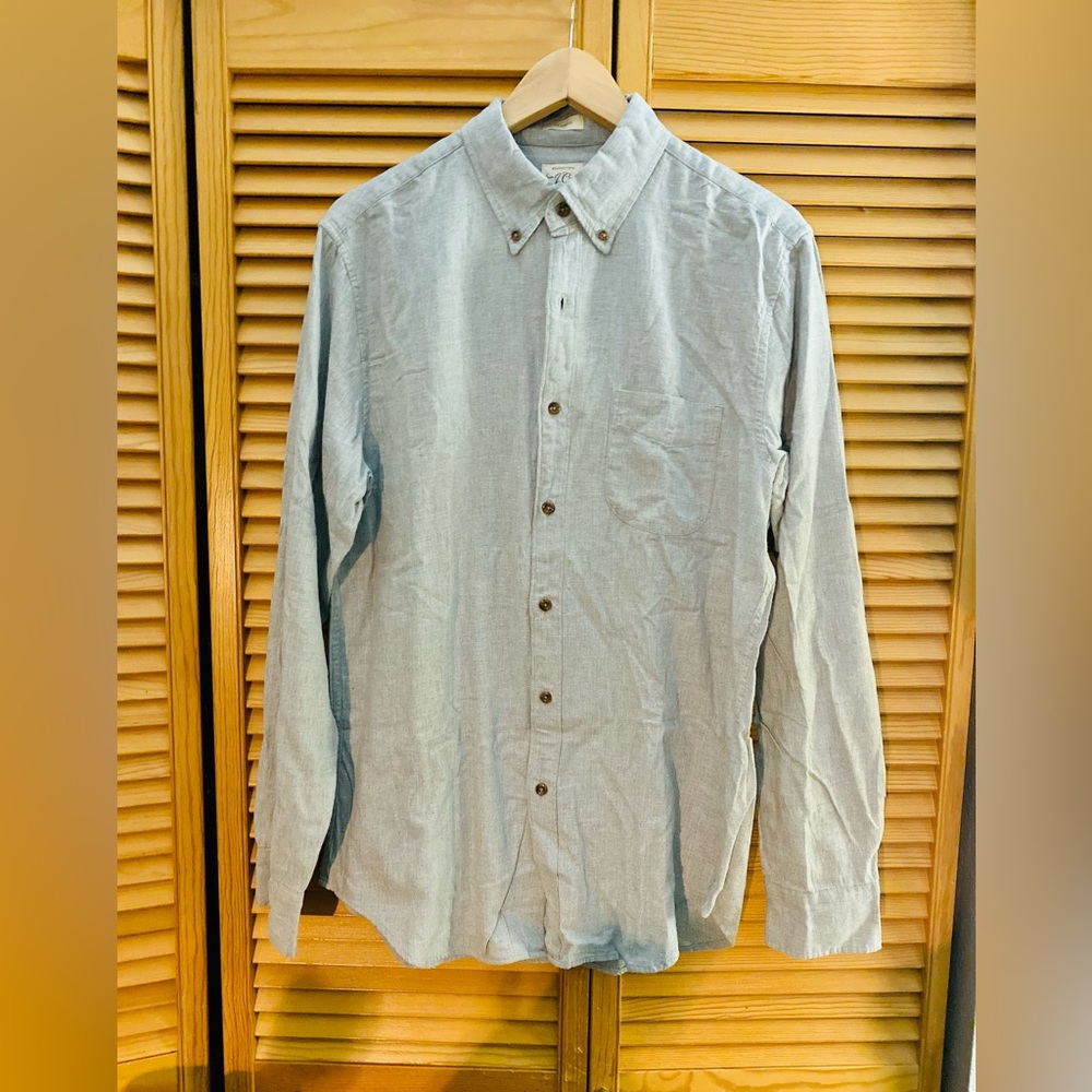 J Crew LS Grey Brushed Twill Button Down